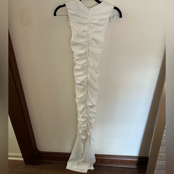 Capucine White Ruched Maxi Dress Gown Miss Rosier XS Cream Ivory Goddess Bride - Picture 13 of 15